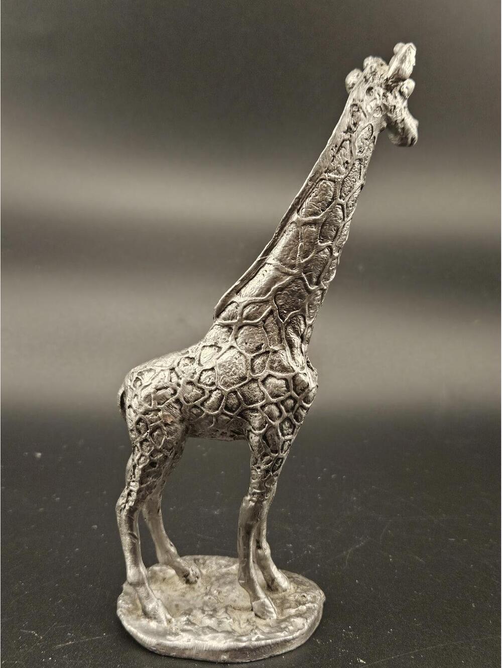 970s Pewter Giraffe Figurine Signed M.R. Bartlett Safari Wildlife Sculpture 6.5" - Picture 2 of 14